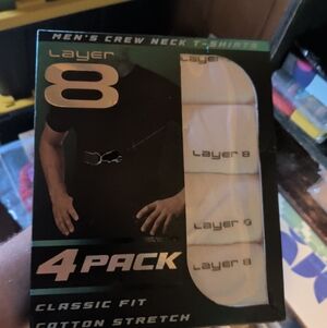Layer 8 Men's Crew Neck T-Shirts 4 Pack - White